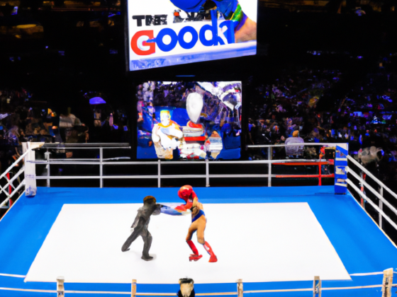 a boxing match between Google and OpenAI at maddison square garden